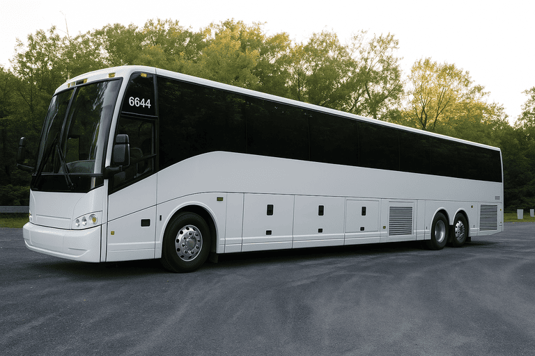 exterior of Downey Minibus Company coach bus