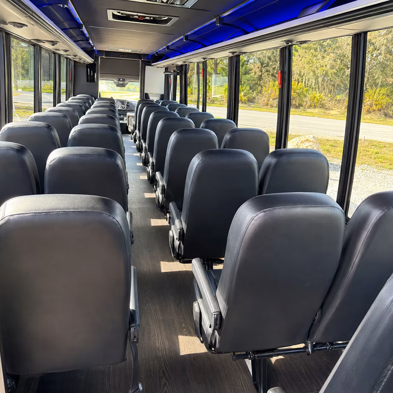 downey 28 passenger minibus inside