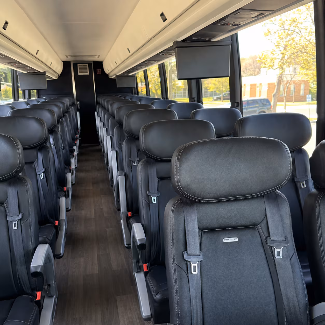 downey 45 passenger charter bus inside