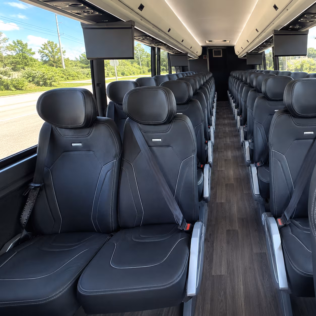 downey 47 passenger charter bus inside